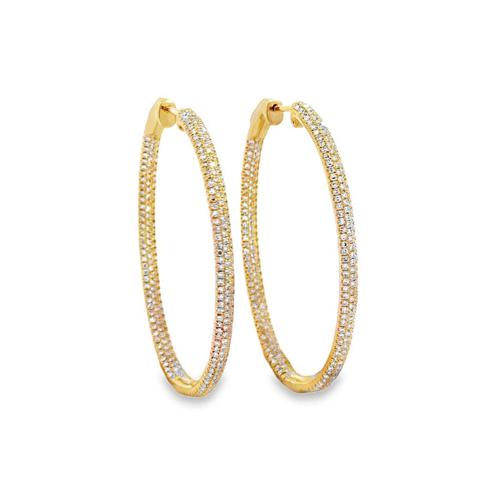 0.82 CTW Diamond 18K Yellow Gold Inside-Out Oval Hoop Earrings