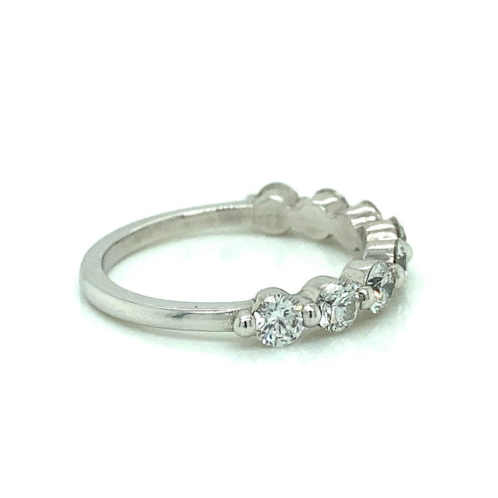 1.06 CTW Round Diamond 18K White Gold Single Shared Prong Ring