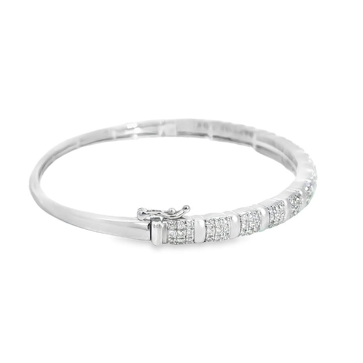 1.00 CTW Fancy Diamond Bangle Bracelet in 14K White Gold