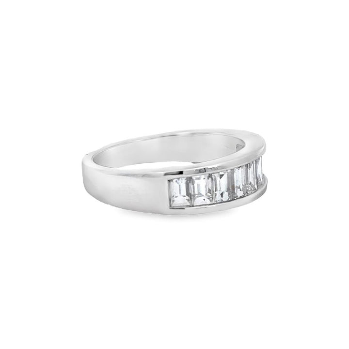 1.44 CTW Baguette Diamond Band – 18K White Gold, 5.5mm