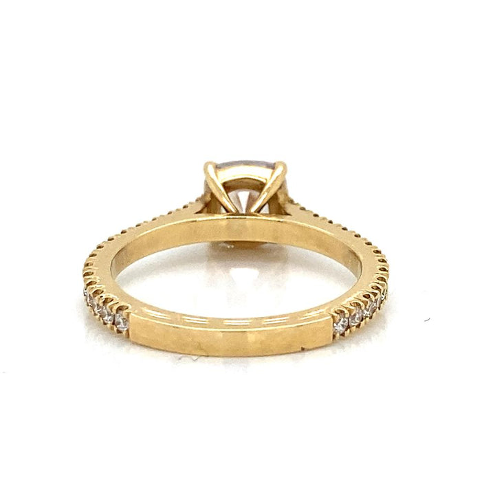 0.41 CTW Round Diamonds 18K Yellow Gold Four Prong Micro Pave Engagement Ring