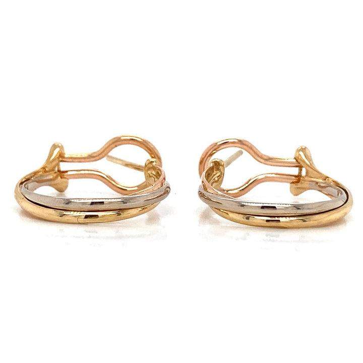 18K Tri Gold Cartier Hoop Earrings