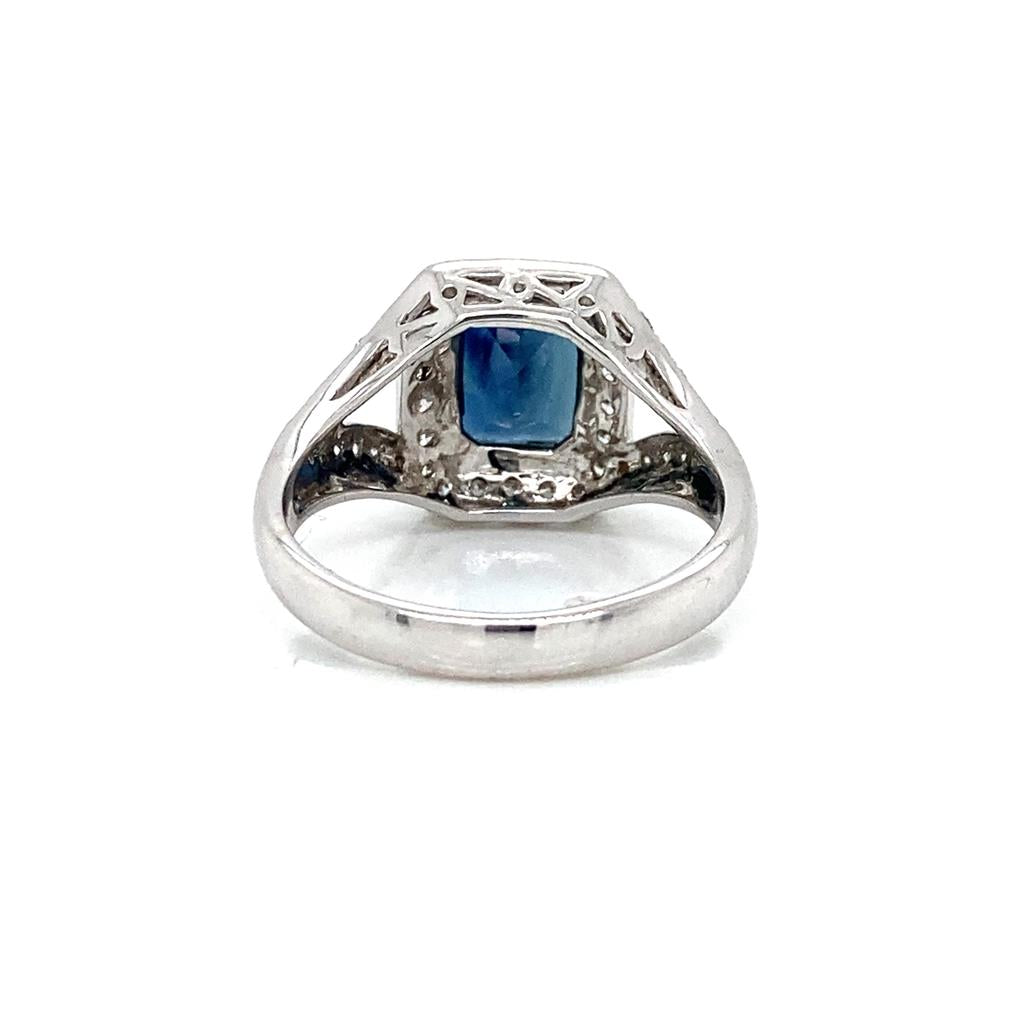 2.24ct Sapphire Ring with 0.43ctw Diamonds set in 18k White Gold