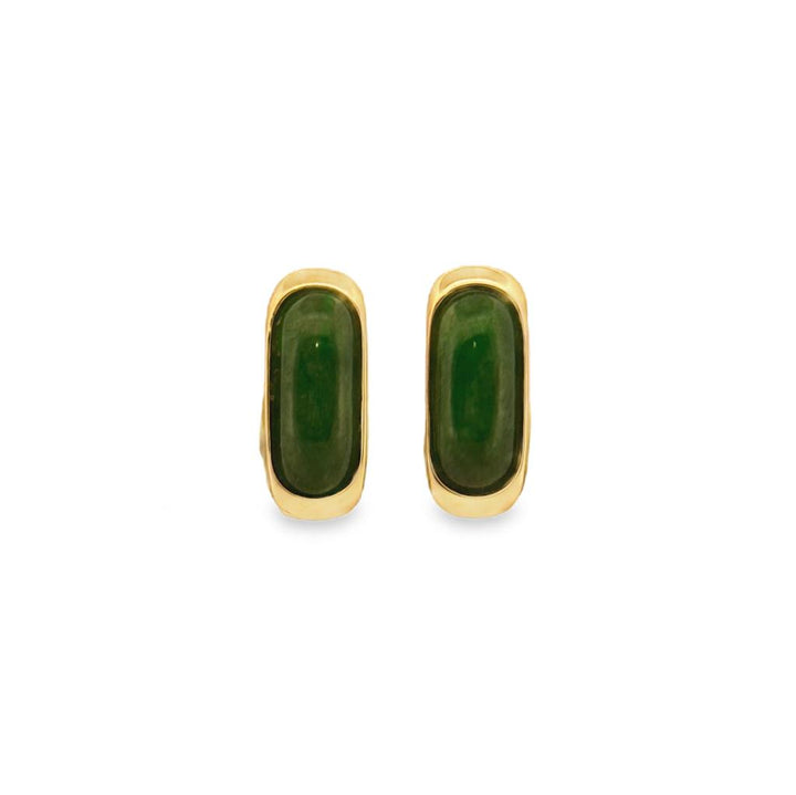 Jade Earrings in 14K Yellow Gold – 7mm x 18mm with Post Backs