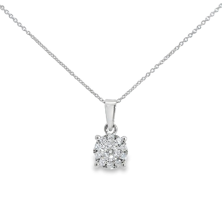 0.25 CTW Diamond Cluster Pendant Necklace in 14K White Gold
