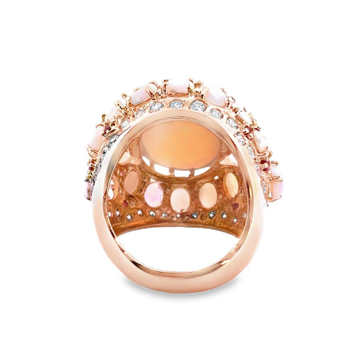 12.46 CT Opal Ring with 0.39 CTW Rubies and 1.20 CTW Diamonds in 14K Yellow Gold