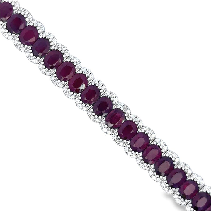 30.06 CTW Oval Ruby & 1.87 CTW Diamond 18K White Gold Bracelet