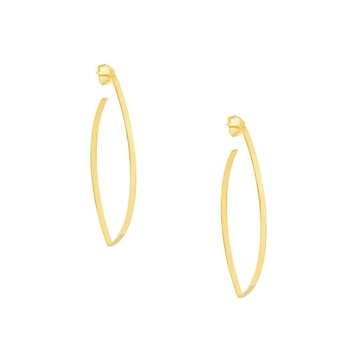 14K Yellow Gold Wire Marquise Hoop Earrings