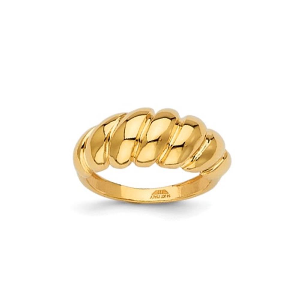 14K Yellow Gold Scalloped Dome Ring