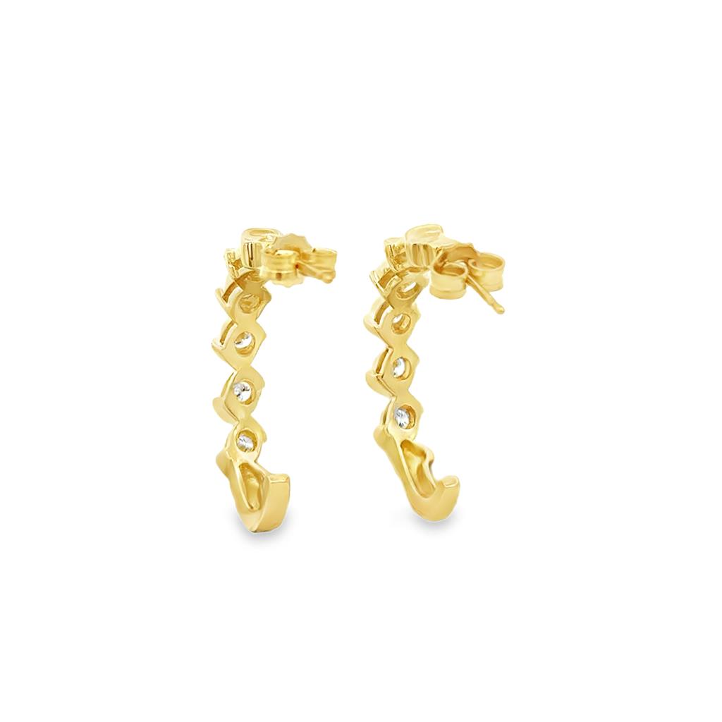 Pre-Owned 1.00 CTW Diamond 14K Yellow Gold Large Half Hoop Earrings