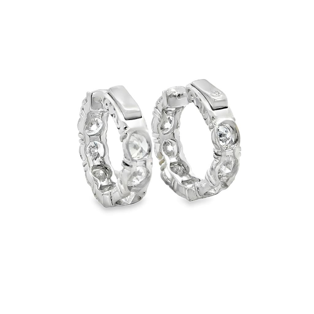 9.63 CTW Diamond 14K White Gold Hoop Earrings