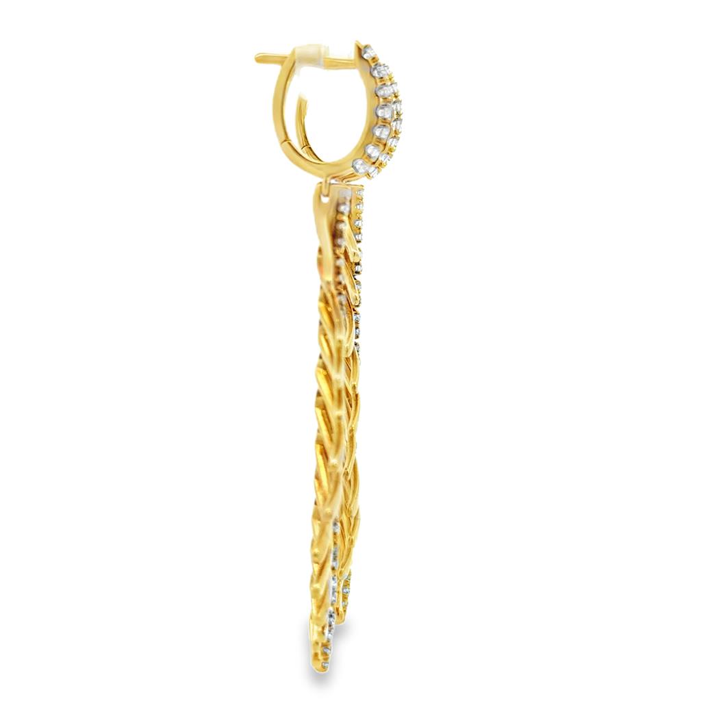 0.98 CTW Diamond Sydney Garber Feather Earrings in 18K Yellow Gold