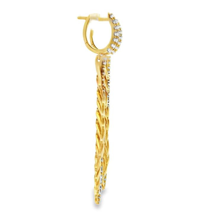 0.98 CTW Diamond Sydney Garber Feather Earrings in 18K Yellow Gold