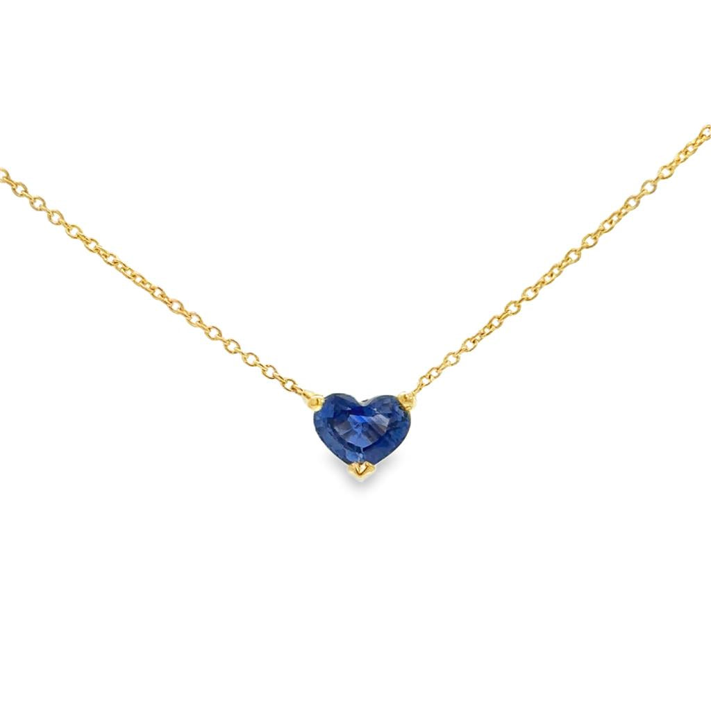 14K Yellow Gold Heart Sapphire Necklace – 16"