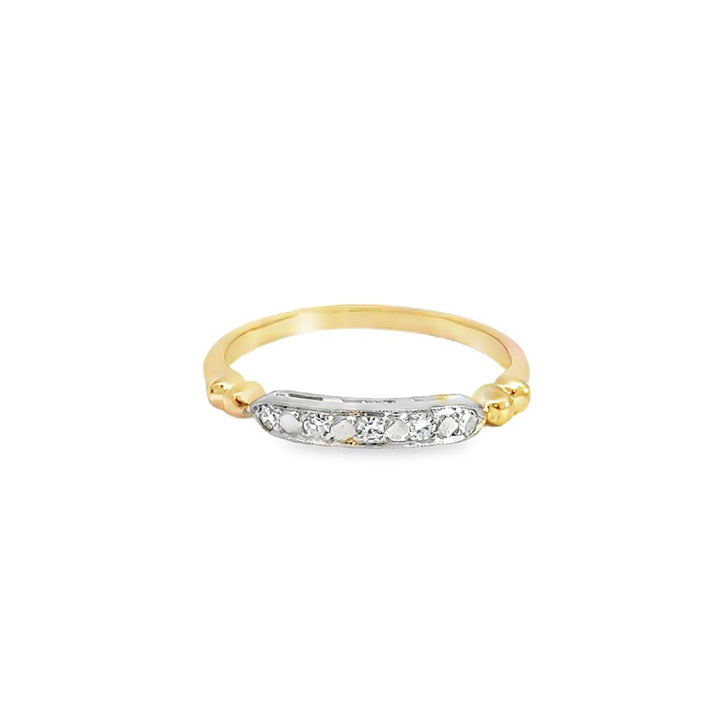 .05CTW Diamond Vintage Style Ring in 14K Yellow & White Gold