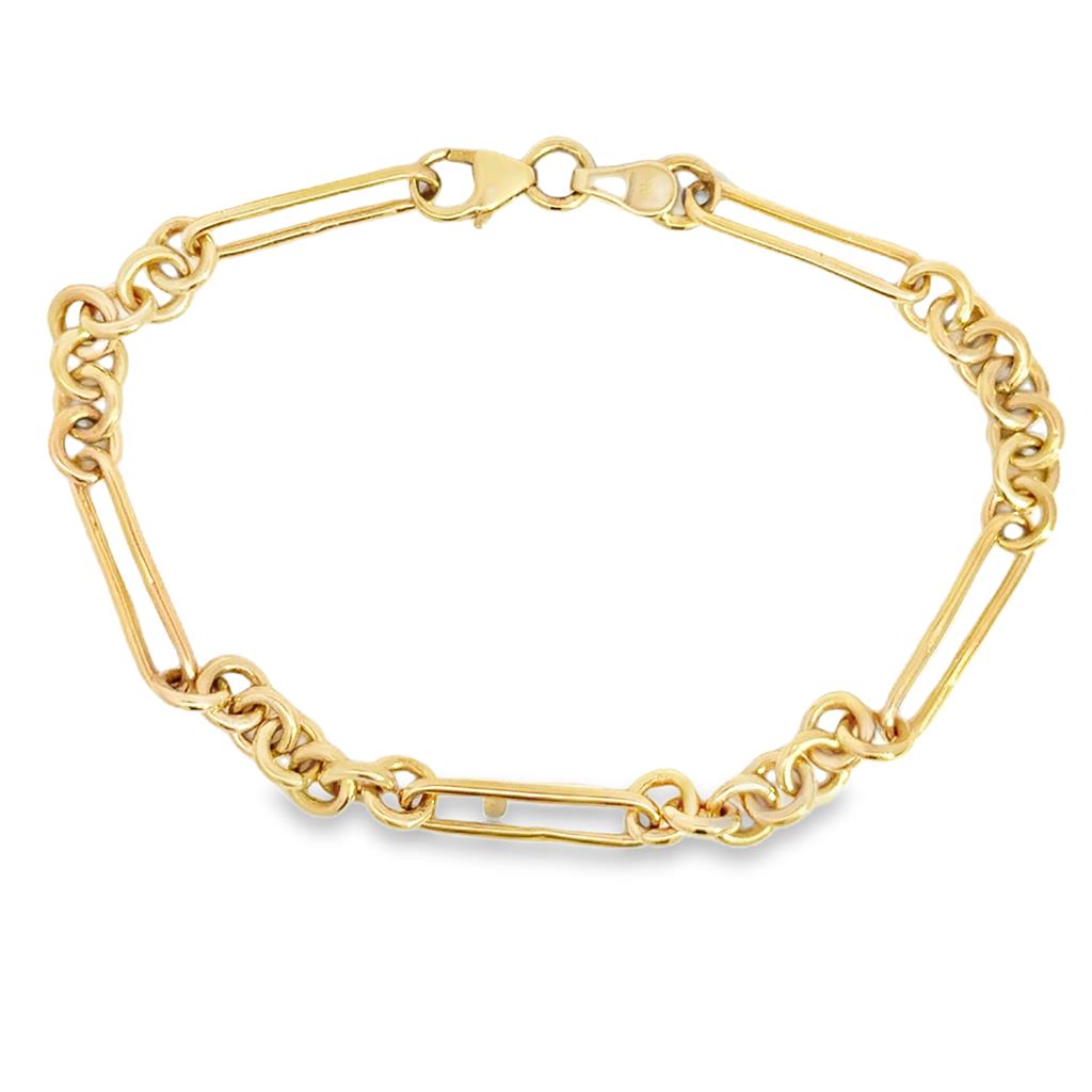 14K Yellow Gold Paperclip & Cable Chain Bracelet – 7 Inch