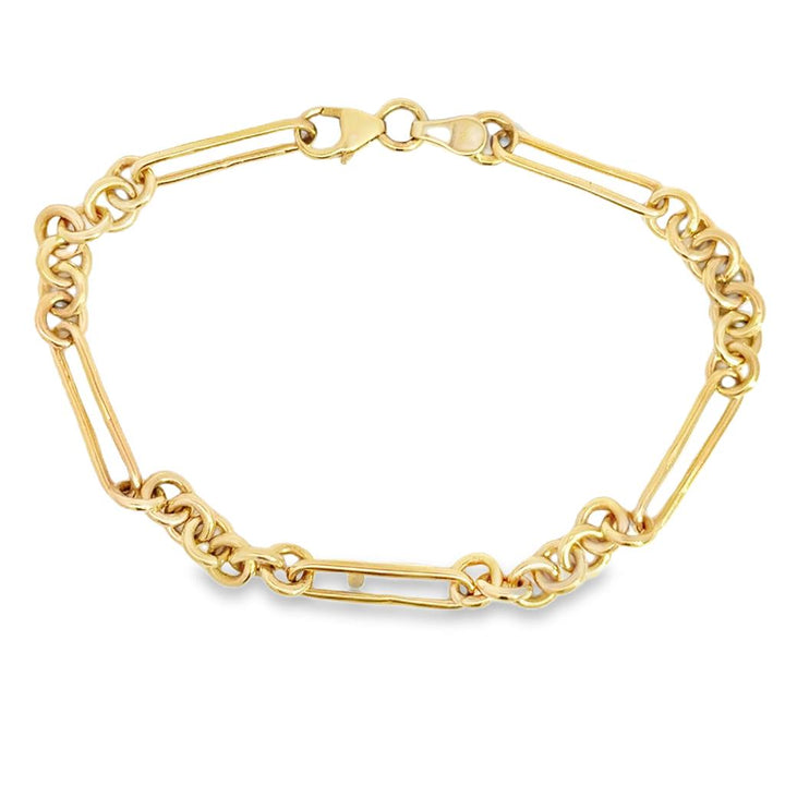 14K Yellow Gold Paperclip & Cable Chain Bracelet – 7 Inch