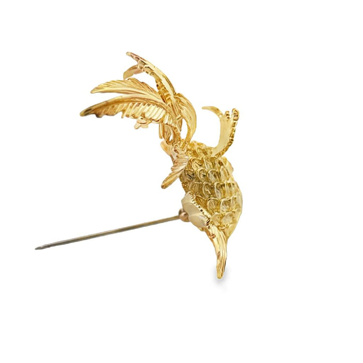 Henry Dunay 0.12 CTW Diamond Eye Abstract Fish Brooch in 18K Yellow Gold