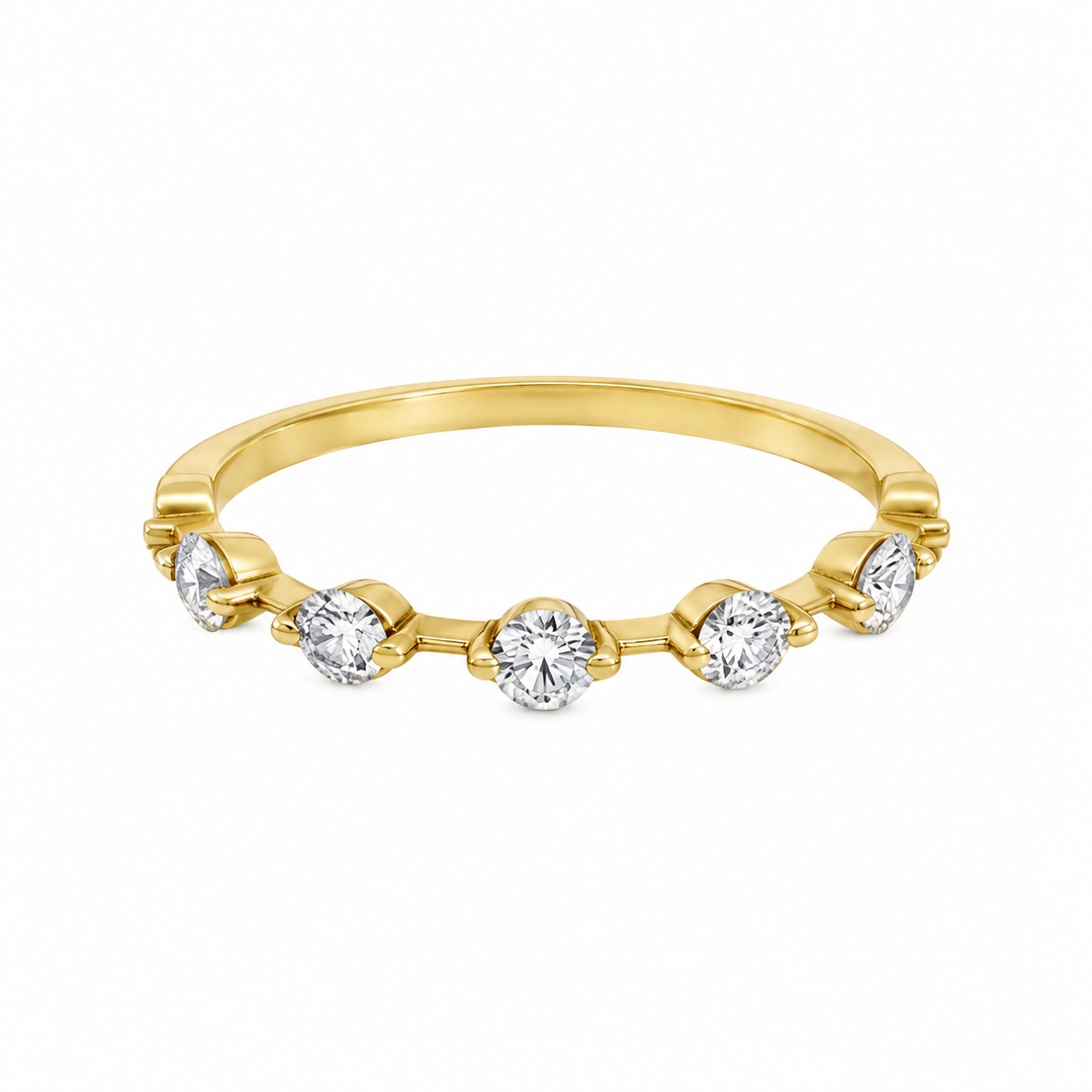 0.50 CTW Diamond 14K Yellow Gold Spaced Band – 2.5mm