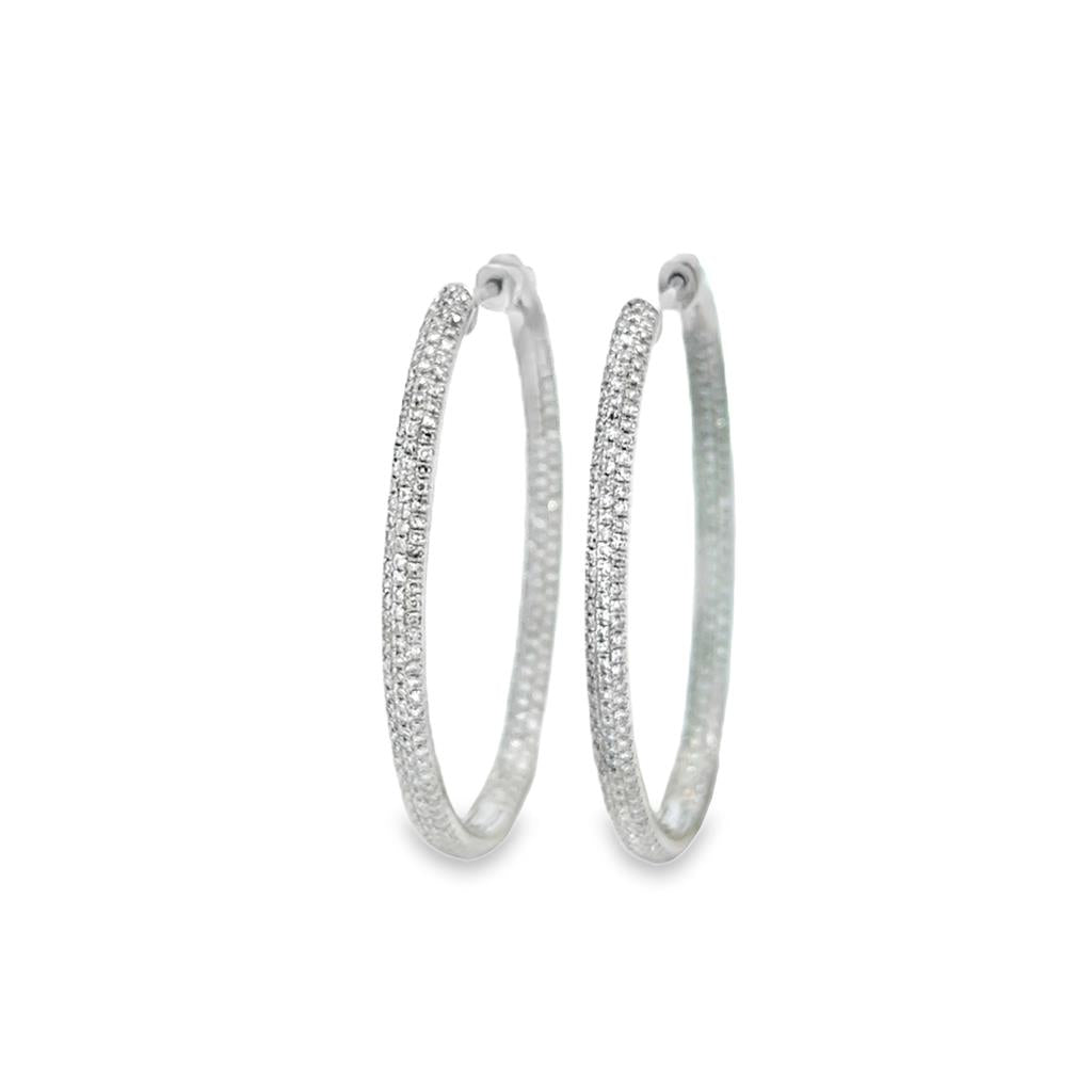 1.43 CTW Inside-Out Oval Diamond Hoop Earrings in 18K White Gold
