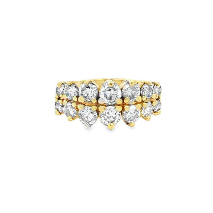 1.80 CTW Diamond 14K Yellow Gold Two-Row Split Shank Ring