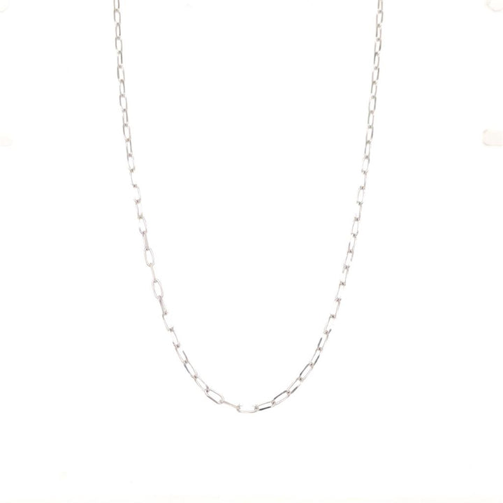14K White Gold 1.70mm Paper Clip Chain Necklace