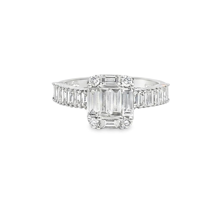 1.28 CTW Diamond 18K White Gold Baguette Ring