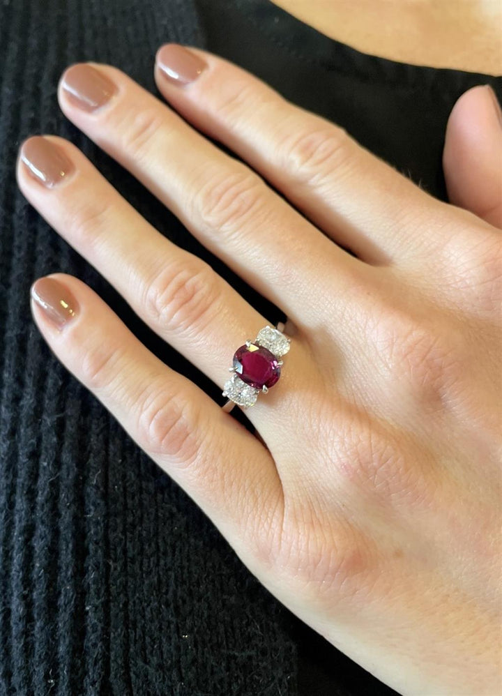 3.02 CTW Ruby and Diamond Platinum Ring