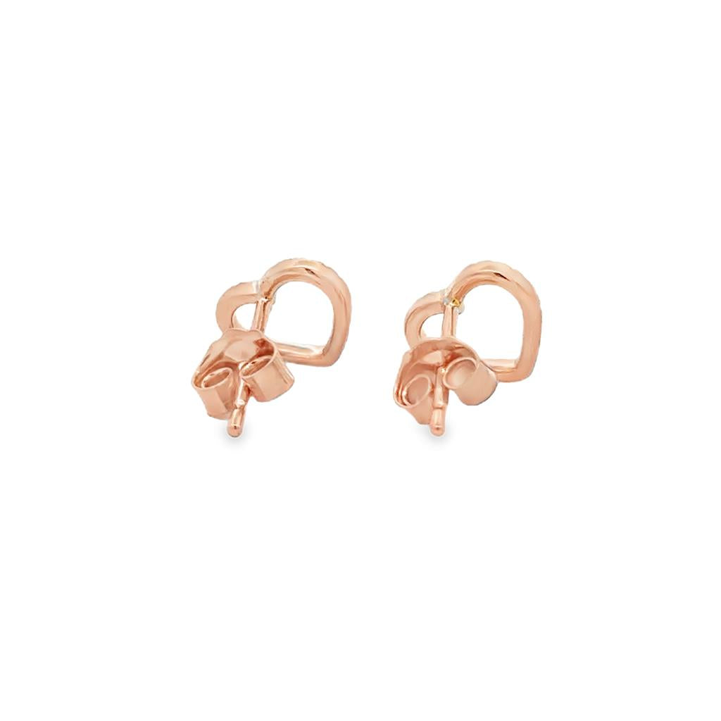 Pre-Owned Diamond Heart Stud Earrings 14K Rose Gold – 8mm
