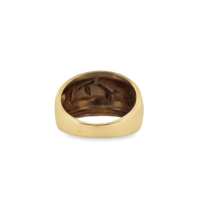 10K Yellow Gold 13mm Dome Vine Design Ring – Size 8