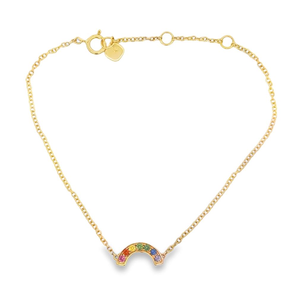 0.15 CTW Rainbow Sapphire 14K Yellow Gold Chain Bracelet
