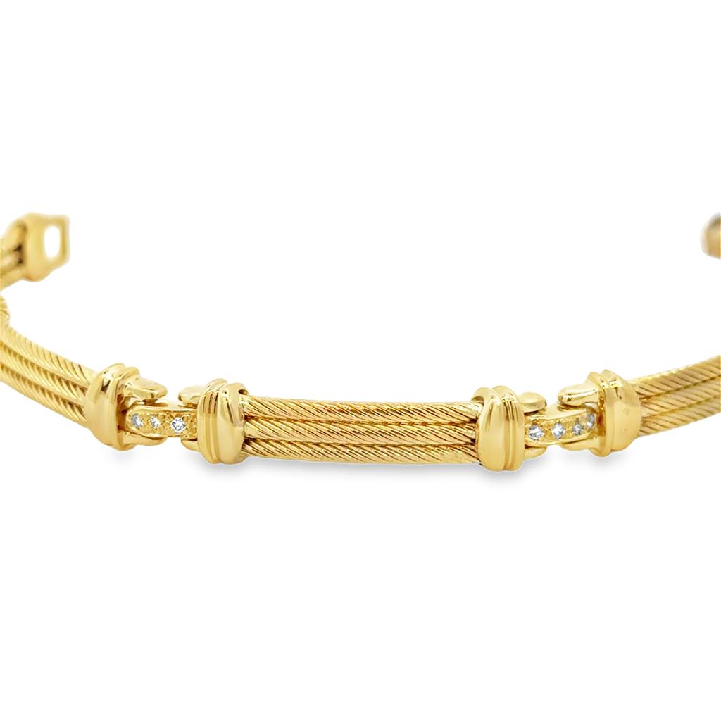 0.08 CTW Diamond 18K Yellow Gold Cable Bracelet