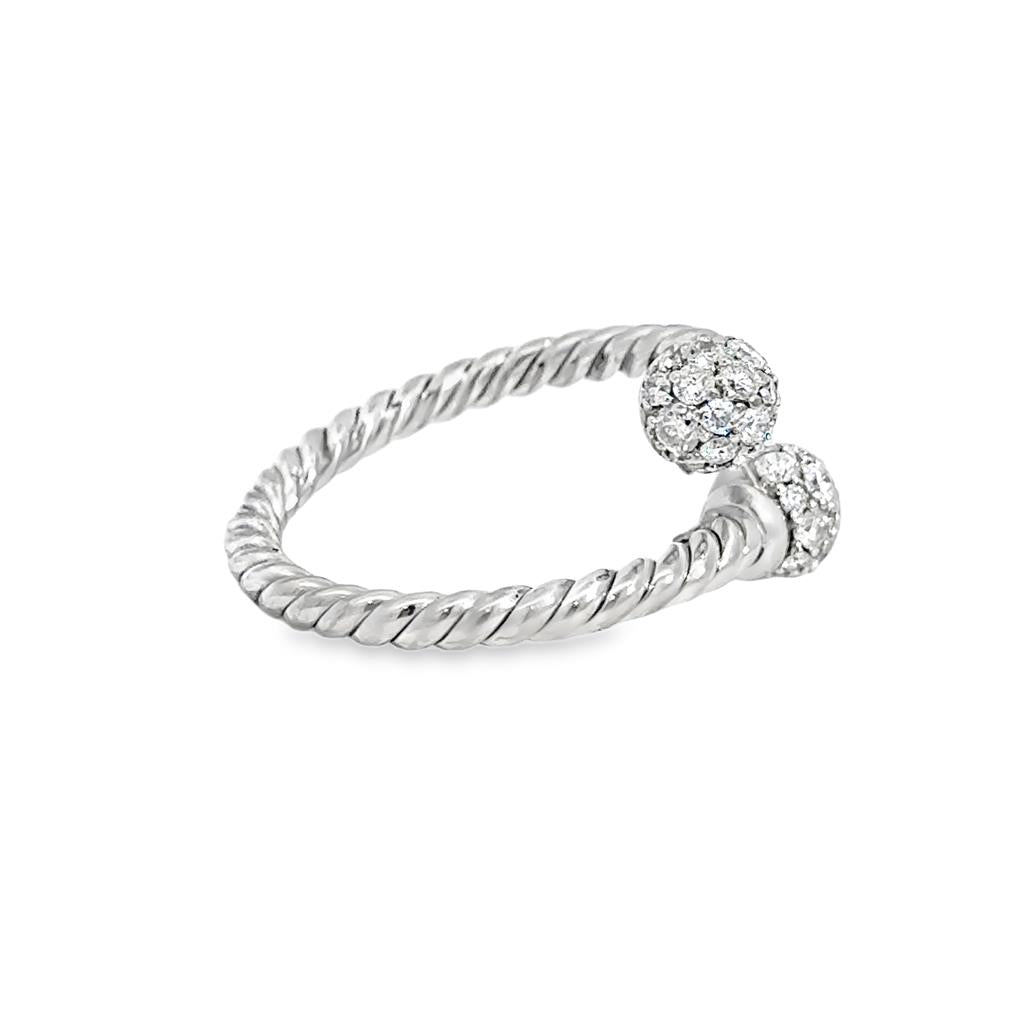 David Yurman Pave Diamond Ball Ring 18K White Gold