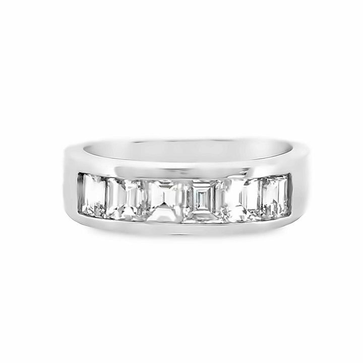 Vintage 1.50 CTW Emerald Cut Diamond Platinum Channel Set Design Ring