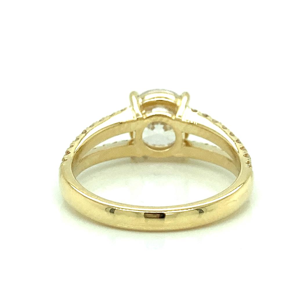 Engagement Semi-Mount Diamond 18K Yellow Gold Split Shank Pave Ring
