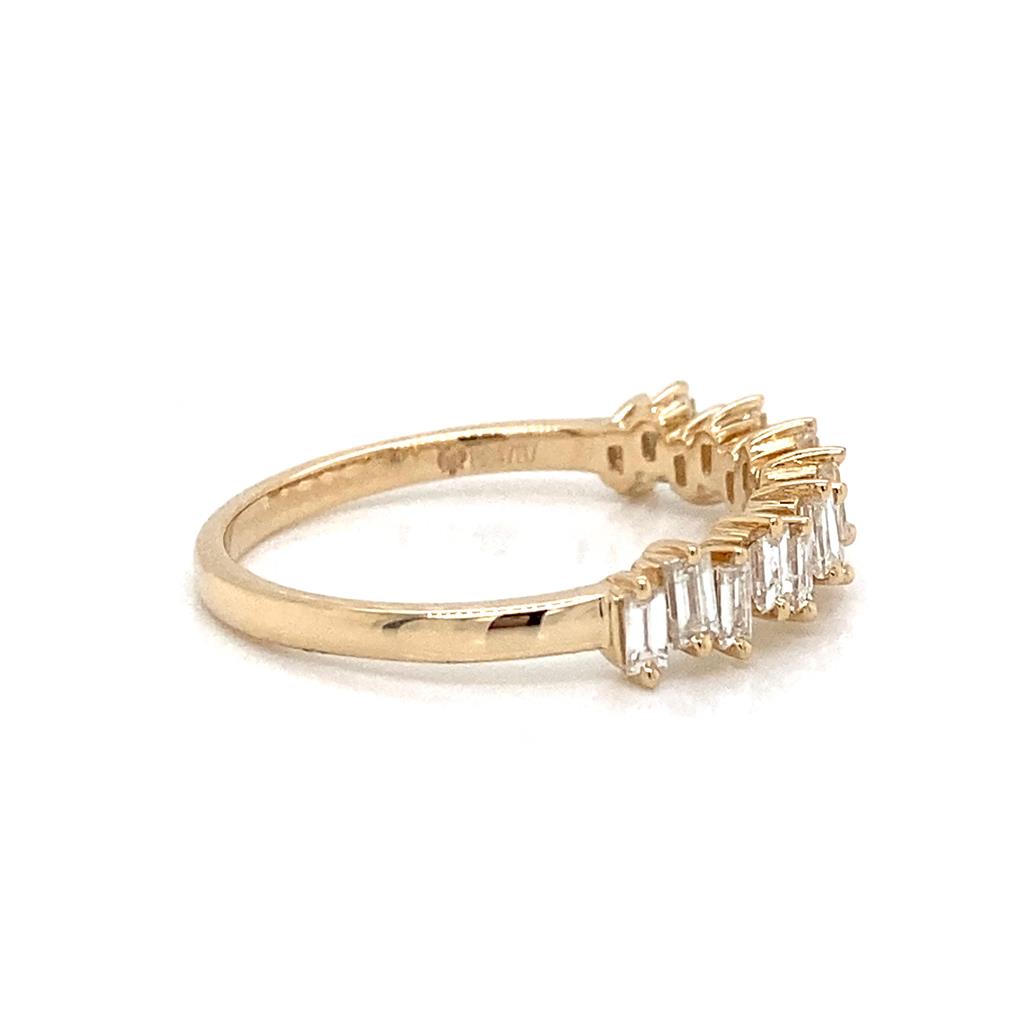 0.55 CTW Baguette Diamonds 14K Yellow Gold Offset Design Ring