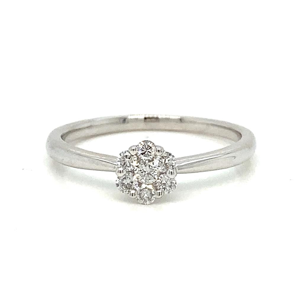 0.22 CTW Round Diamonds 14K White Gold Floral Design Ring