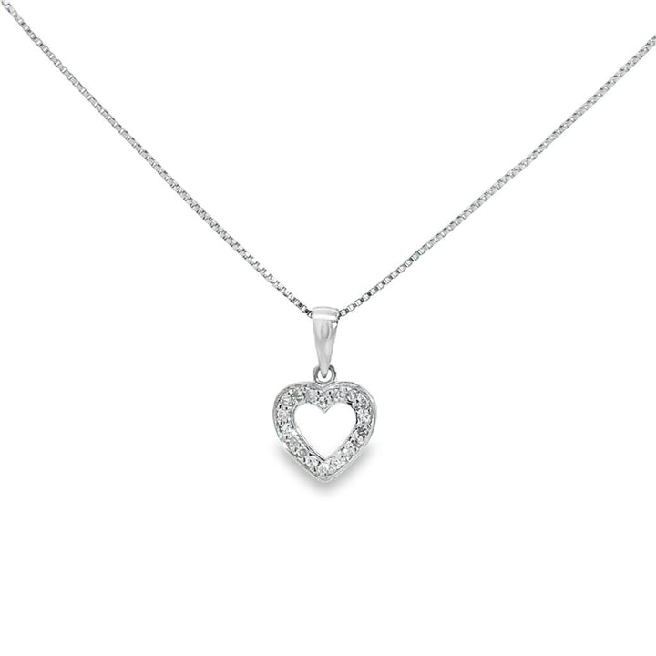 .10 CTW Diamond Petite Open Heart Necklace in 14K White Gold