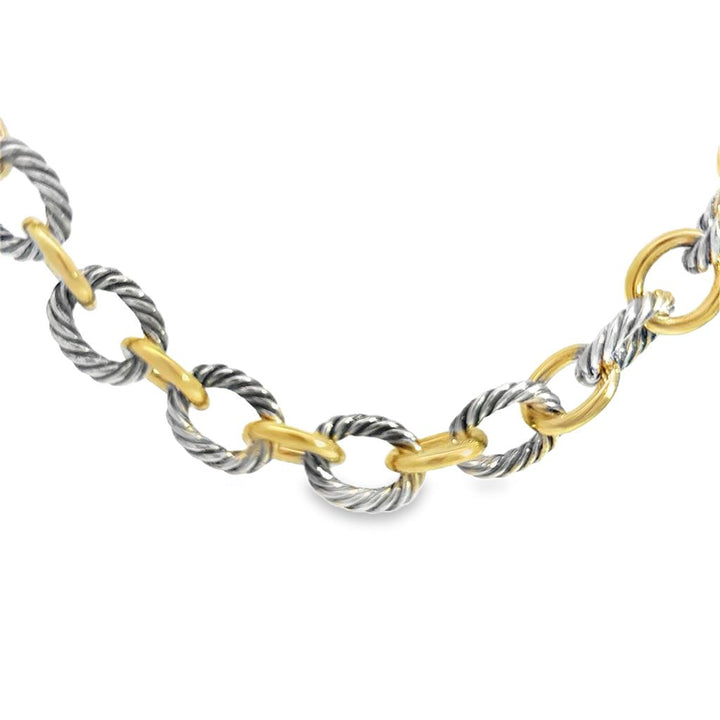 David Yurman 18K Yellow Gold & Sterling Silver 16.5" Large Link Cable Chain Necklace – 12.5mm Wide