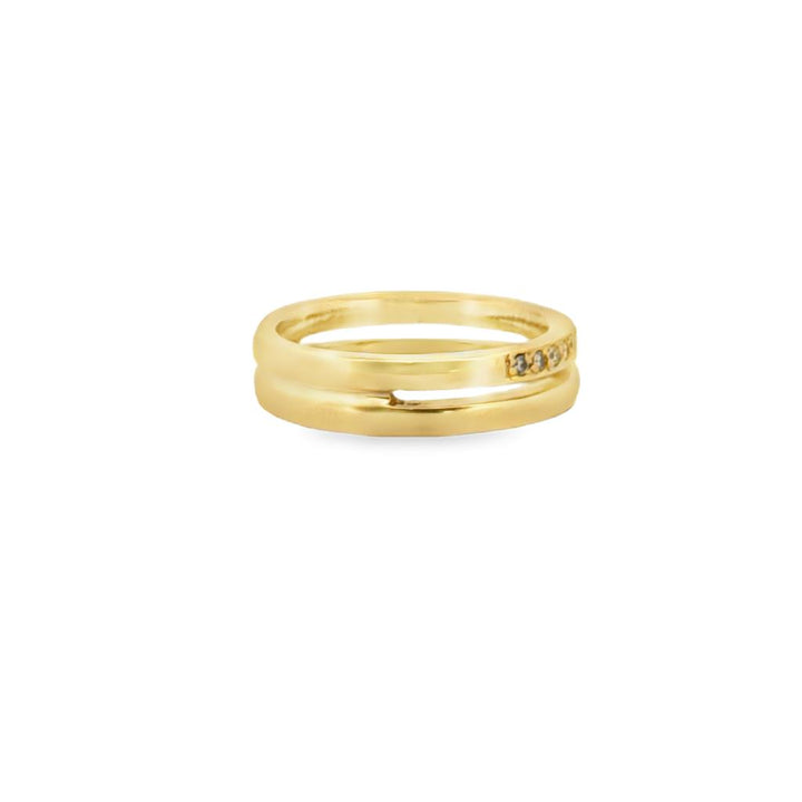 0.20 CTW Diamond Double Band Ring in 18K Yellow Gold – 4.5mm Wide