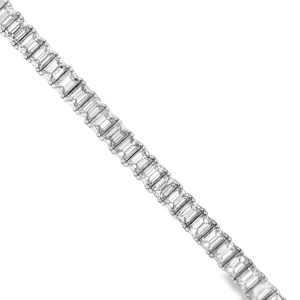 16.05 CTW Emerald-Cut Diamond Tennis Bracelet in 18K White Gold