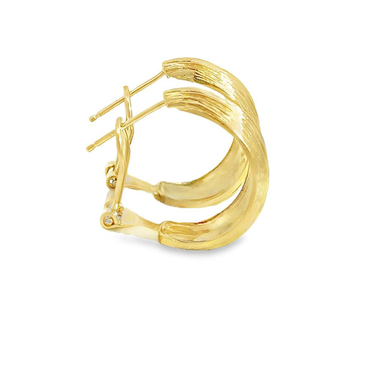 14K Yellow Gold Textured Hoop Earrings with Leverbacks – 20mm