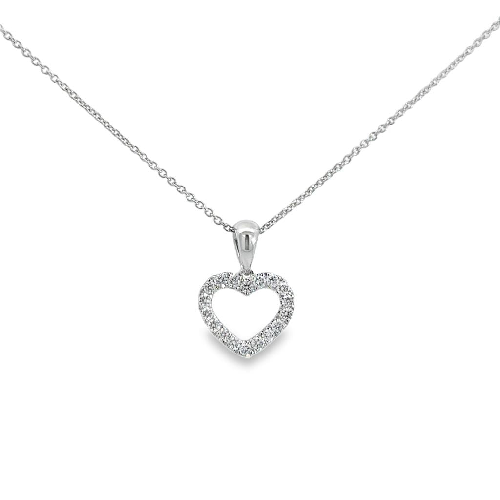 0.22 CTW Diamond Heart Pendant Necklace in 14K White Gold