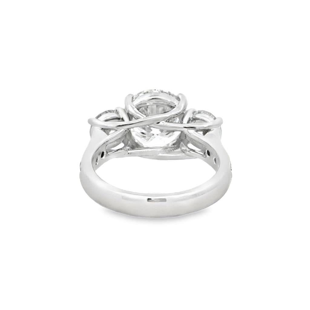 3.02 CT Round Brilliant Diamond Three-Stone Engagement Ring in 14K White Gold