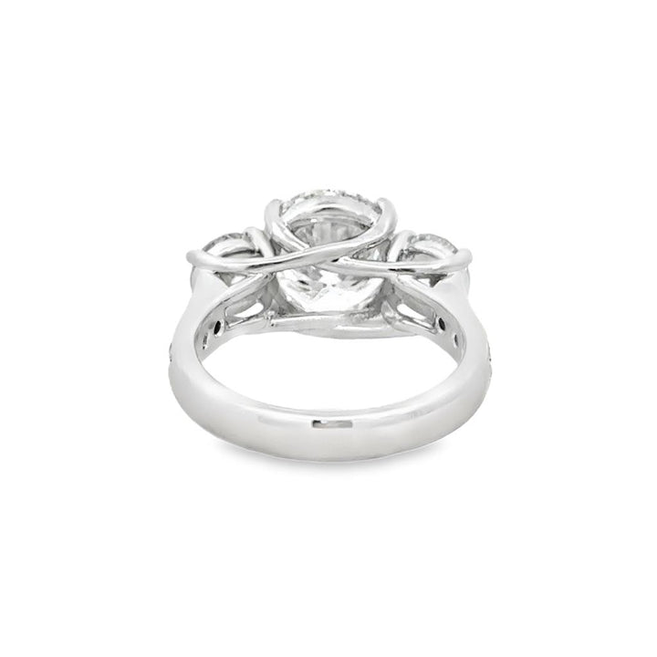 3.02 CT Round Brilliant Diamond Three-Stone Engagement Ring in 14K White Gold
