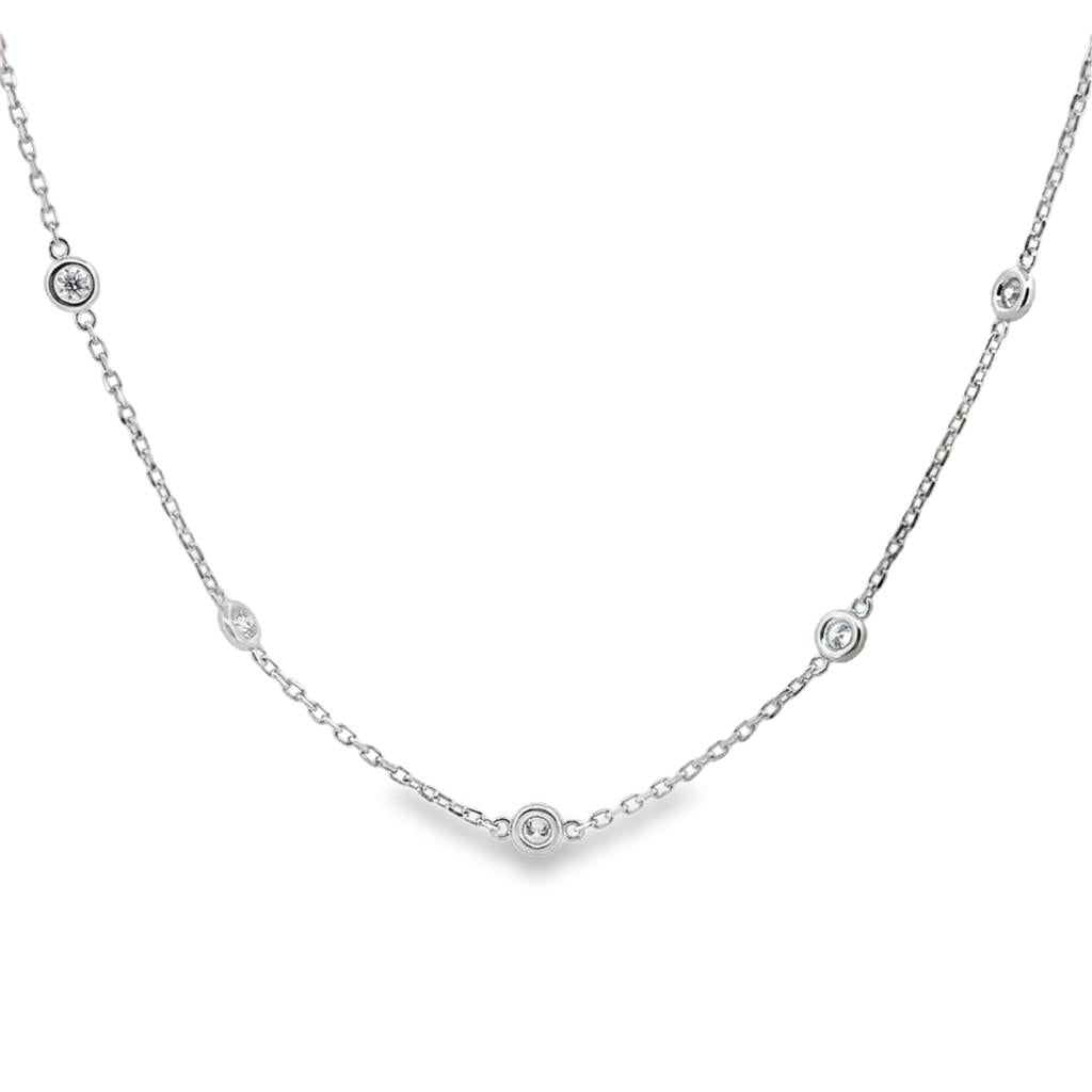 0.75 CTW Diamond by the Inch Chain Necklace in 14K White Gold – 18" Length