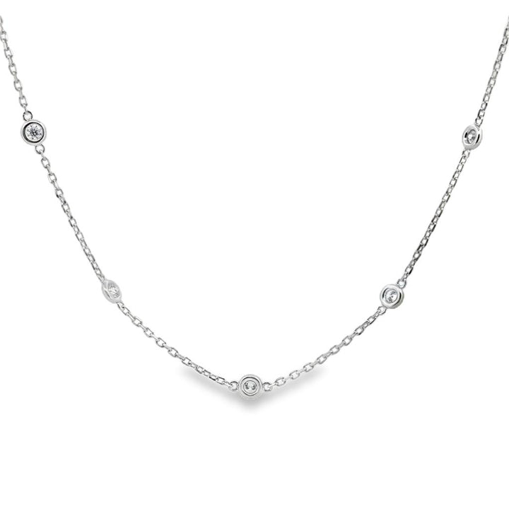 0.75 CTW Diamond by the Inch Chain Necklace in 14K White Gold – 18" Length