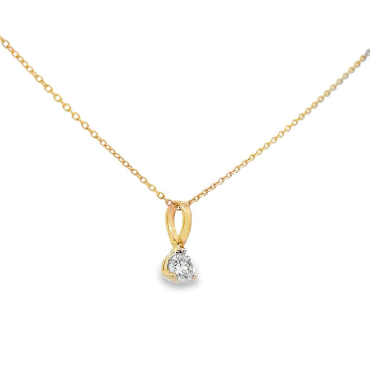 0.32 CT Diamond 14K Yellow Gold Solitaire Pendant Necklace