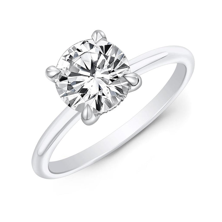 Hidden Halo Engagement Ring Mounting in 18K White Gold