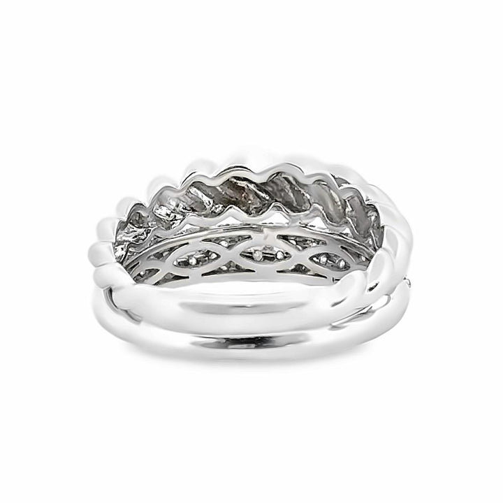 0.70 CTW Round Diamond 14K White Gold Double Stack Design Ring